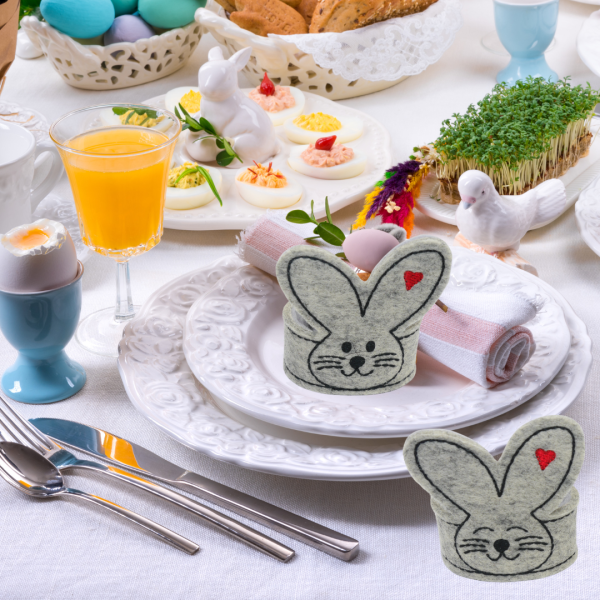 Stickdateien-Set Serviettenringe Hasen für Ostern als Tischdeko Osterdeko für den 10x10cm Stickrahmen